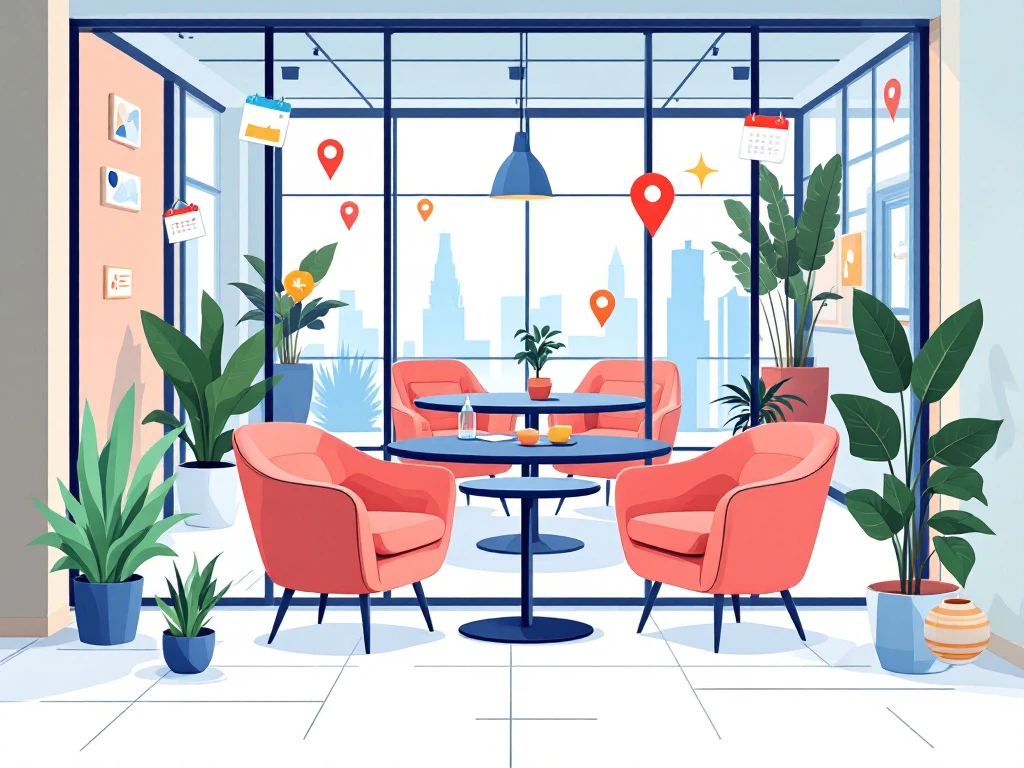 Moderne vergaderruimte met glazen wanden en coworking space in Amsterdam Duivendrecht, navy tafel en peach stoelen