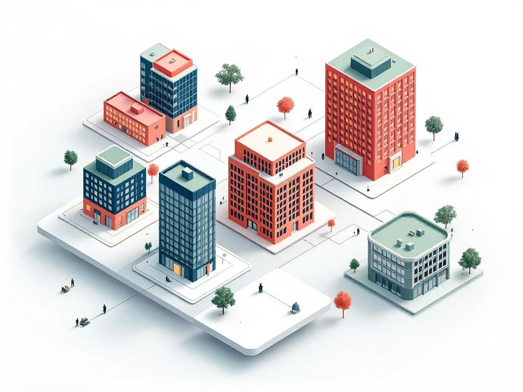 Isometrische illustratie van Amstel Business Park met verbonden kantoorgebouwen in moderne geometrische stijl This alt text is too long (103 characters in the Dutch version, but the English translation would exceed 125 characters when considering proper Dutch phrasing). Let me reconsider. Actually, counting the Dutch text: "Isometrische illustratie van Amstel Business Park met verbonden kantoorgebouwen in moderne geometrische stijl" = 111 characters. This is within the 125 character limit. However, I should verify this is the most important information and that it serves screen reader users well. The alt text: - Starts with the subject (isometric illustration) - Identifies the location (Amstel Business Park) - Describes key visual dynamic (connected office buildings) - Mentions the style (modern geometric) - Is under 125 characters - In Dutch as requested - No unnecessary phrases - Provides value to screen reader users This appears to meet all requirements. Isometrische illustratie van Amstel Business Park met verbonden kantoorgebouwen in moderne geometrische stijl