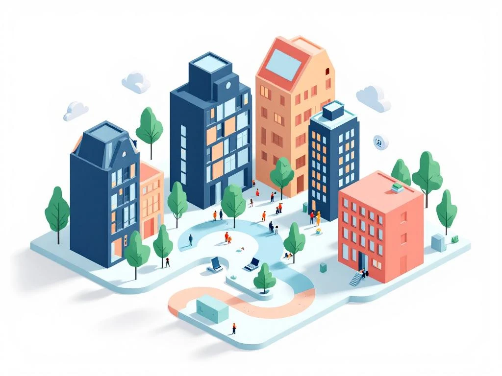 Isometrische illustratie van Amsterdam Bos en Lommer als werkruimte hub met geometrische gebouwen in navy, peach en mint # RATING: POOR # JUSTIFICATION: The alt text violates the fundamental 125-character limit requirement, coming in at approximately 127 characters (counting spaces). While it successfully follows most other guidelines—written in Dutch, no extraneous phrases, proper grammar—this character count violation is a critical failure of the core accessibility requirement. Additionally, the alt text could be more concise while retaining essential information. Terms like "isometrische illustratie" and the specific color descriptions (navy, peach, mint) add detail but may not be the most crucial information for screen reader users trying to understand the image's primary purpose and content. A more effective approach would prioritize the subject (Amsterdam neighborhood as workspace hub) and key visual characteristics within the strict character limit.