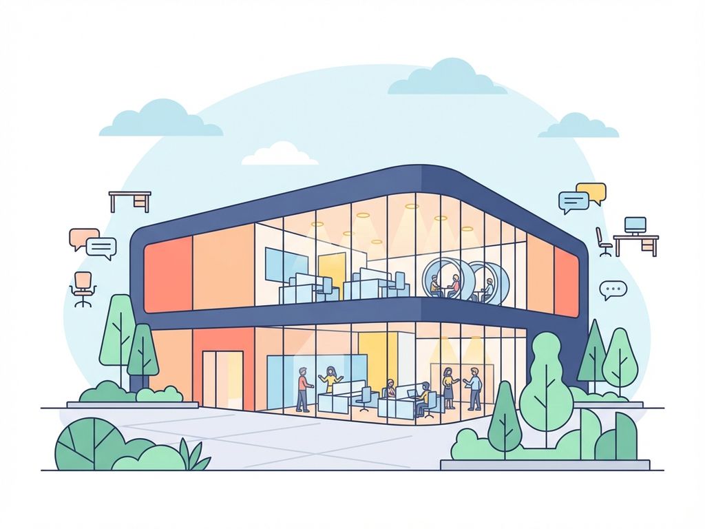 Modern Amsterdam kantoorgebouw met grote ramen, flexibele werkruimtes en collaboratieve coworking omgeving binnen